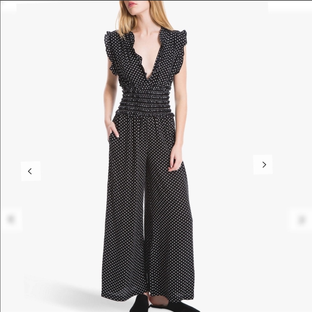 📍 MAX STUDIO: Polka Dot Bubble Drape Jumpsuit